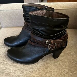 Pikolinos Black/Brown Leather Slouch Boots EU 41 US 10.5 made In Spain.